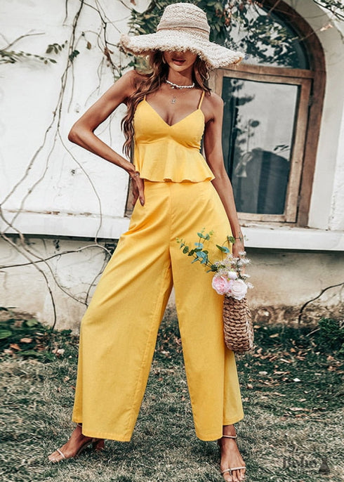 Sexy Two Piece Boho Yellow Dress Mariana